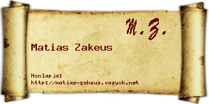 Matias Zakeus névjegykártya